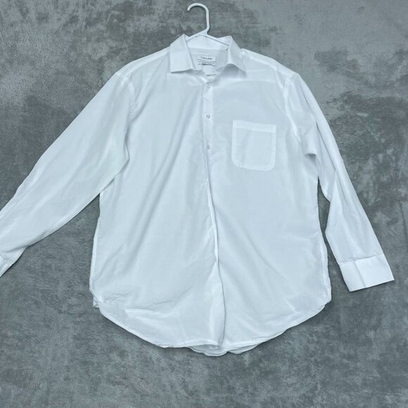 Calvin Klein White Long-Sleeve Button-Up Shirt L a0848 - Picture 1 of 7